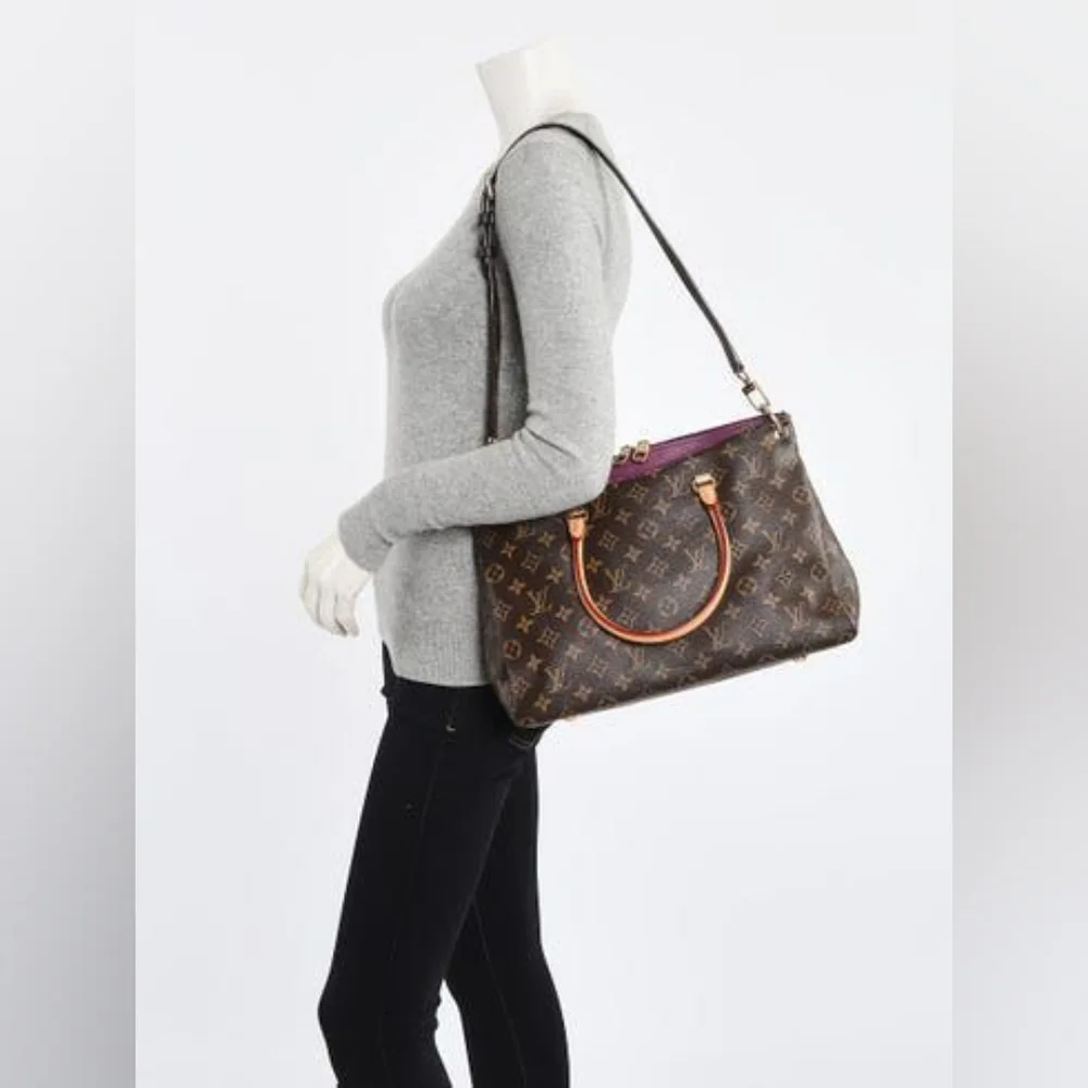 LOUIS VUITTON Monogram Canvas Pallas Bag Brown
